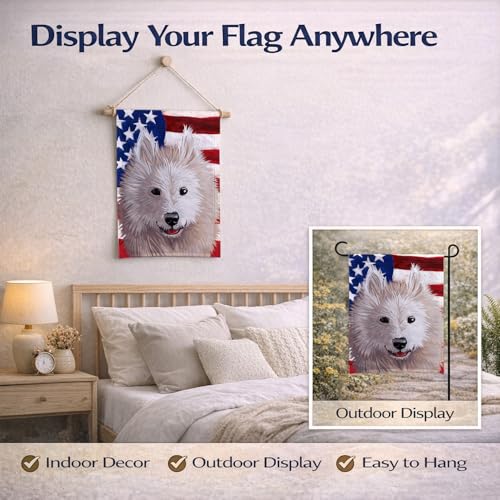 Drapeau de jardin Samoyède double face résistant aux intempéries petit format - 8