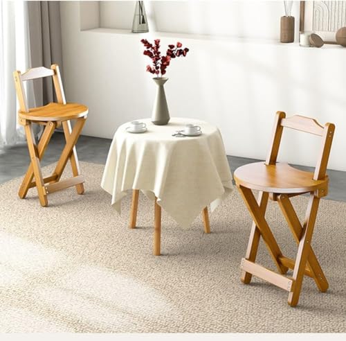 Gain de place : tabouret de bar pliant en bambou dossier - 6