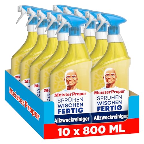Meister Proper Sprühen-Wischen-Fertig Reinigungsspray, 10 × 800 ml, Citrusfrische, Streifenfreie...