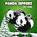 Onmygogo Fuzzy Animal Slippers for Toddler and Little Kids Christmas Slippers for Boys Girls (Little Kid Size 10-12, panda)