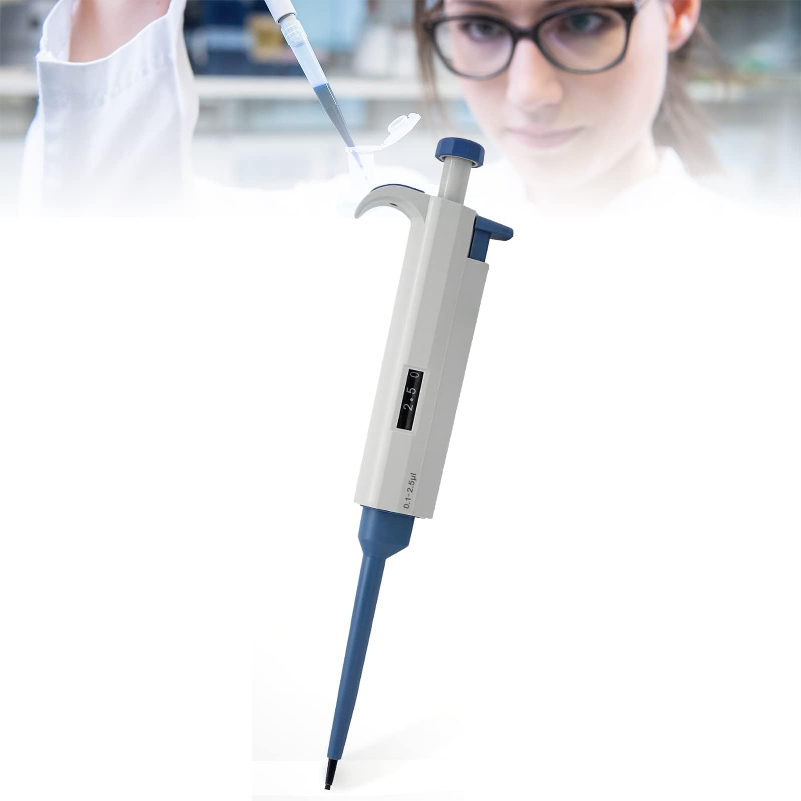 Pipeta de Laboratorio de un Solo Canal, Equipo de Laboratorio de micropipeta Digital Ajustable, micropipeta multicanal de Volumen Variable Ajustable de 0,1 μl ~ 10 ml,50-200ul