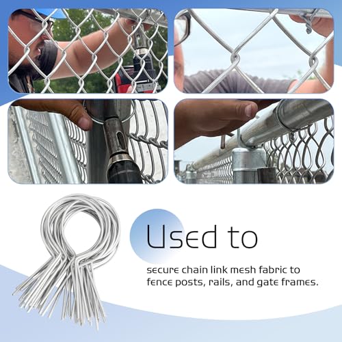 100 Pcs 11 Gauge Galvanized Steel Fence Ties fit for 1 5/8\" Fence Posts, T-Post Metal Fence Wire, Convenient Fast Chain Link Fence Wire Ties