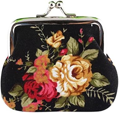 Toraway Wallet, Retro Womens Flower Small Wallet Coin Purse Clutch Handbag (Black)
