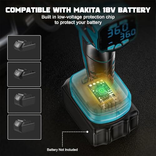 Image of Tire Inflator Air Compressor Compatible with Makita 18V Battery, LIVOWALNY 160 PSI Cordless Portable Electric Air Pump 2026 Bigger LCD Digital Pressure Gauge for Car, Bike, Sport Ball (Tool Only)