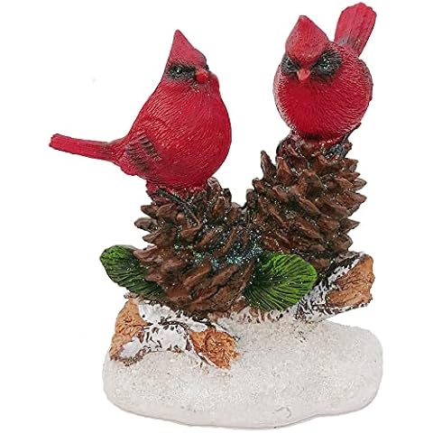 Gishima Cardinal Figurines Red Cardinals Bird on Pinecones Home Decor Gifts A Cover