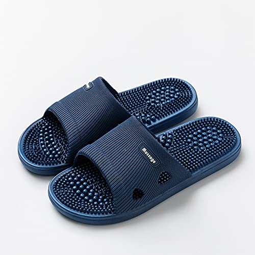 JMung Massage Sandalen Hausschuhe Schuhe Sommerschuhe für Herren, Anti-Rutsch Badeschuhe Shiatsu-Schuhe Fußmassage-Hausschuhe für Zuhause Strand,Dark Blue,44~45 Cover
