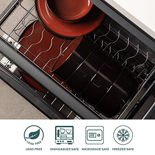 Leratio Ceramic Bowls Set Of 6,26 Ounce Bowls For Kitchen,Cereal, Salad,Pasta,Soup,Dessert Etc, Oven & Dishwasher & Microwave Safe,Scratch Resistant, Orange Red #TOP2