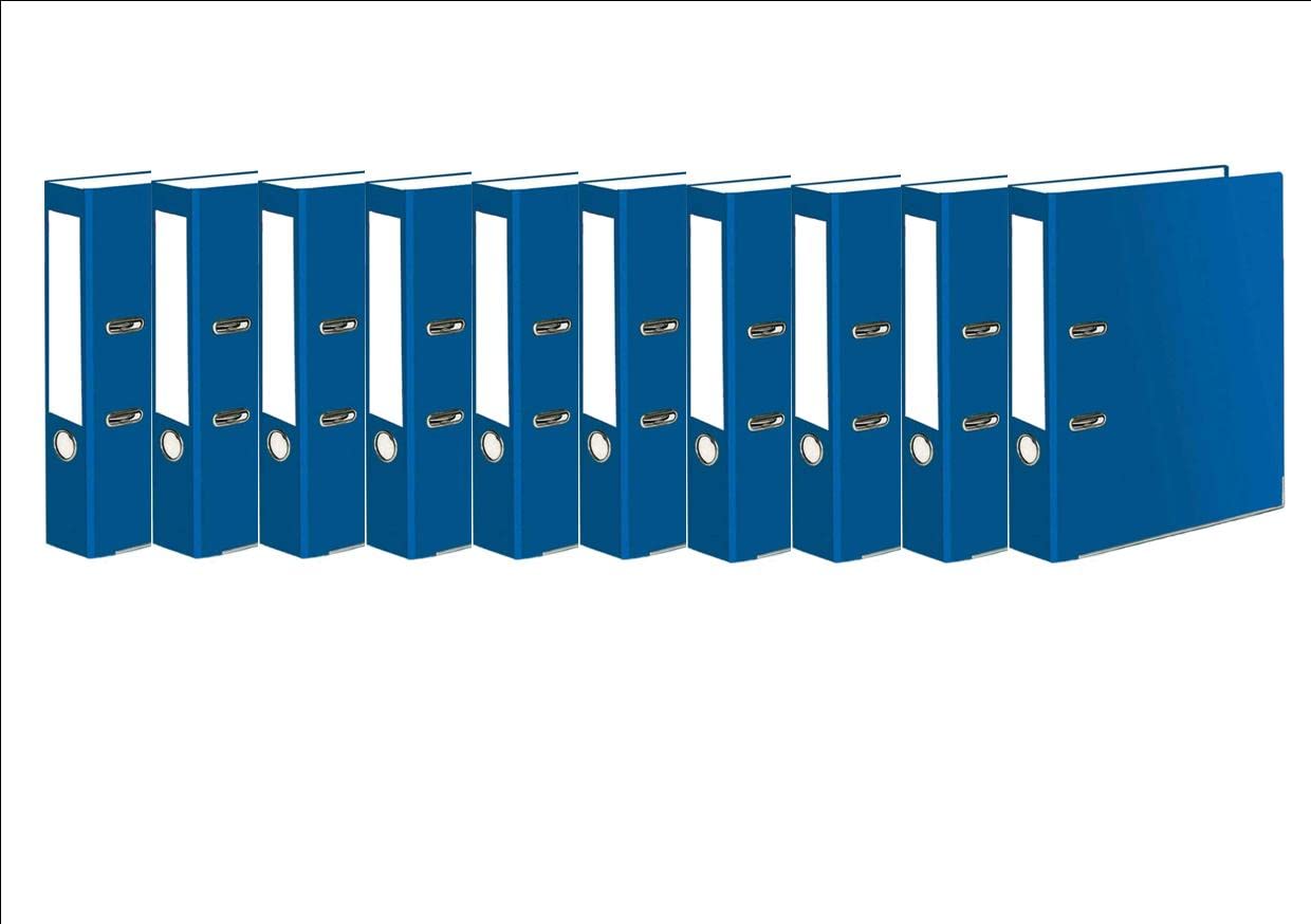 Very Strong Premium Quality Linen Lever Arch Files A4 Heavy Duty by Nobel (Blue, 10 Files)