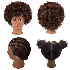 Morris African American Mannequin Head With 100% Human Hair Manikin Head Training Head Cosmetology Doll Head for…