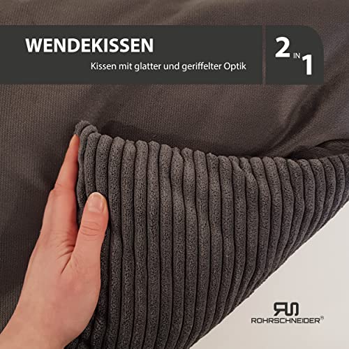 Rohrschneider Hundebett waschbar für kleine und mittelgroße Hunde mit Hundekissen Cord grau (ca. 70x50 cm) inkl. Gassibeutel