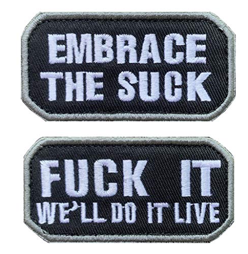 Antrix 2 Pieces Embrace The Suck And Fk It We'll Do It Live Embroidered Optimistic Emblem Badge Patch Tactical Military Badge Hook And Loop Patches #TOP29