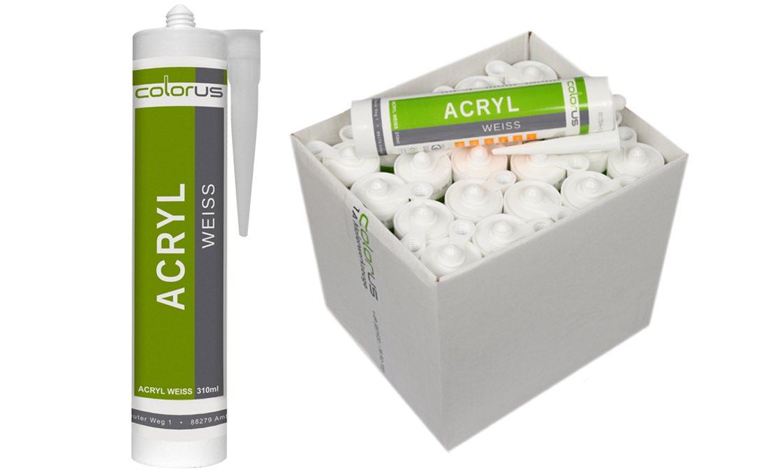 Colorus Acryl weiß 20 x 310 ml, Maleracryl Kartuschen für Fugen