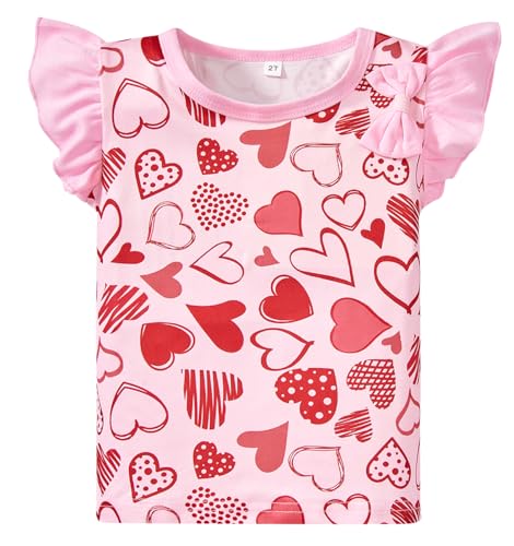 Image of Barlver Girls 2 Piece Short Set Baby Girl Summer Clothes Ruffle Sleeve T-Shirt and Bow Knot Shorts Toddler Girl Outfit Set