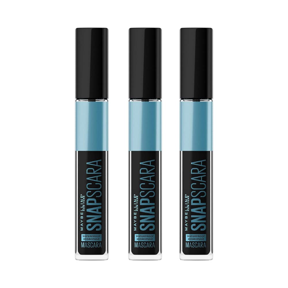 3 x Maybelline New York Snapscara Mascara 9.5ml - Pitch Black Waterproof
