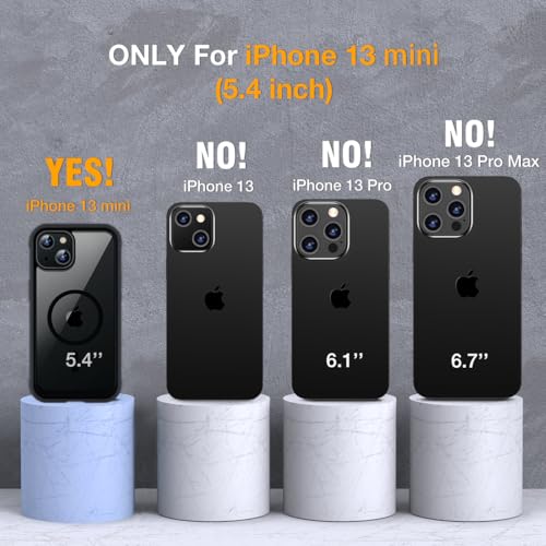 Image of Miracase for iPhone 13 mini Case 5.4 inch,Full-Body Protection,Clear Bumper Case with Built-in 9H Tempered Glass Screen Protector,Military-Grade Drop Protection Outdoor Phone Case for iPhone 13 mini,Black
