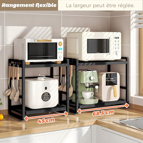 Étagère micro-ondes extensible pour gagner de la place en cuisine - 6
