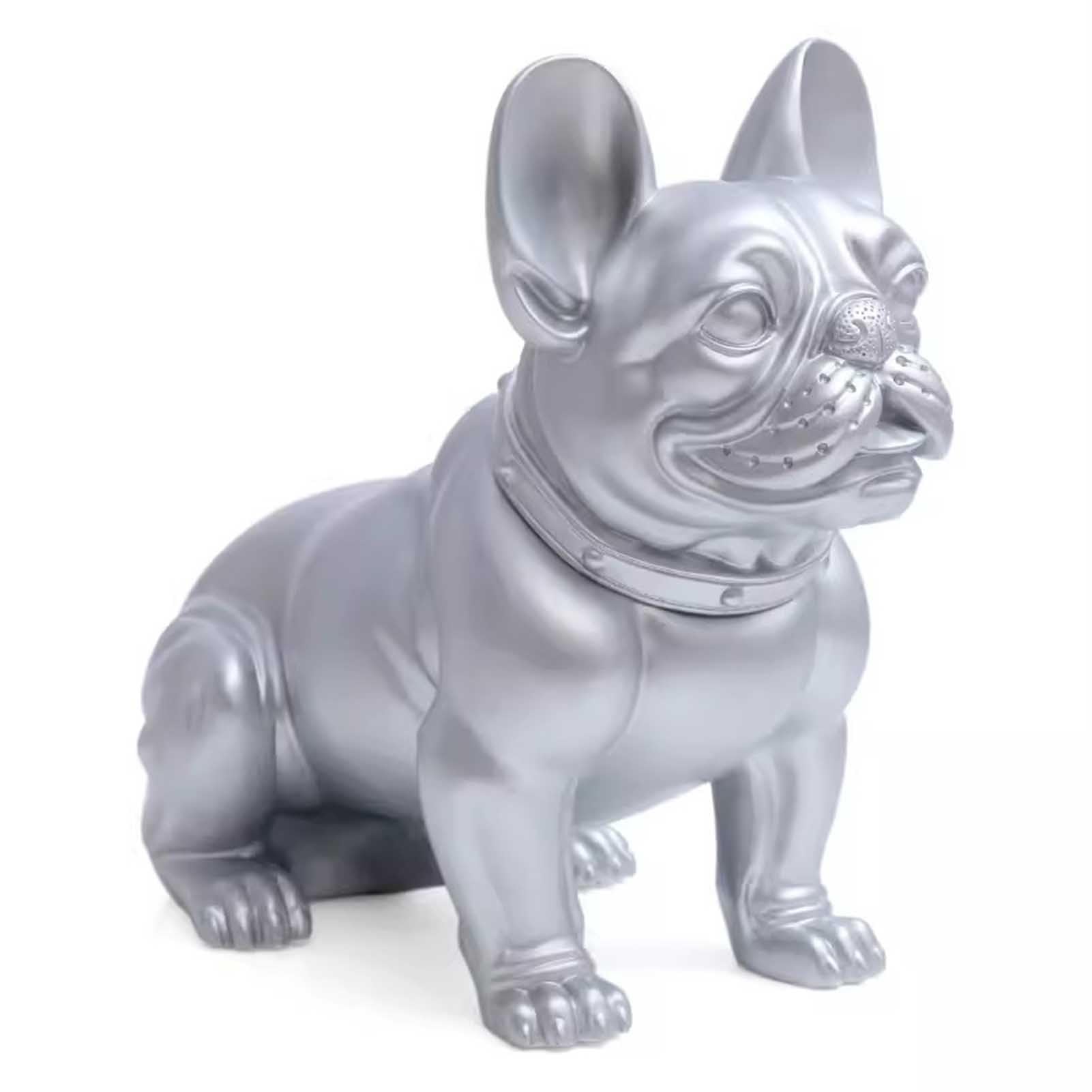 French Bulldog Dog Mannequin Display, Realistic Dog Statue Home Decor, Plastic Dog Dress Form for Clothing Store, Cute Puppy Manikin Torso Dummy ( Color : Silver )