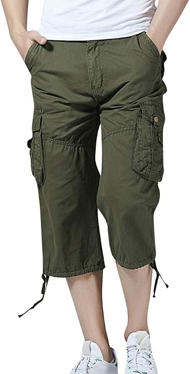 Alaso 3/4 Pantaloncini da Uomo, Taglia Grande, Pantaloni Lunghi Estivi  Casual, Colori Puri Pantaloni Corti Cargo Verde Militare 40 : Amazon.it:  Abbigliamento