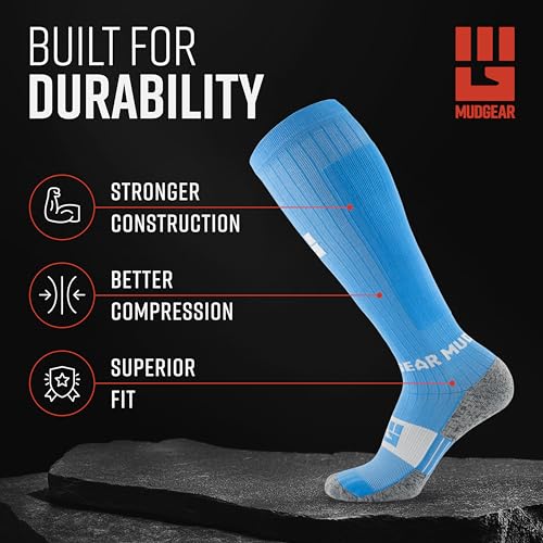 Image of MudGear Graduated Compression Socks, Durable, Sweat-Resistant OCR Performance Socks with Cushioned Footbed, Made in USA