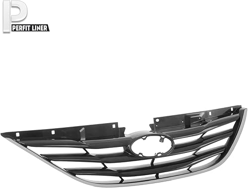 Vista 6 de Perfit Liner Parrilla delantera con moldura cromada con inserto de carcasa negra compatible con HYUNDAI Sonata 2011-2013 compatible con HY1200154
