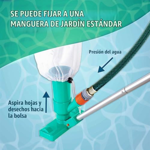 Miniatura 3 de Latern Aspirador De Piscina, Kit De Mantenimiento De Piscina Portátil Con Poste De Aluminio, Limpiador Subacuático De Chorro De Vacío, Bolsa De Malla - Para Fuente De Estanque De Piscina Para Limpiar