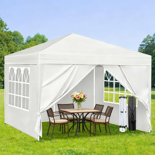 10X10FT White Pop Up Canopy Party Tent, Outdoor Commercial Instant