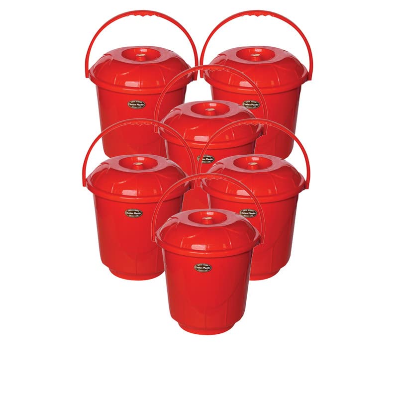 Chetan Virgin Plastic Unbreakable, Durable & Lightweight Strong Bucket with Lid and Handle for Storage, Bathroom Use - 20 Liters, Pack of 6, (Multicolor) (B0BJKL4ZZH) Amazon Price History, Amazon Price Tracker