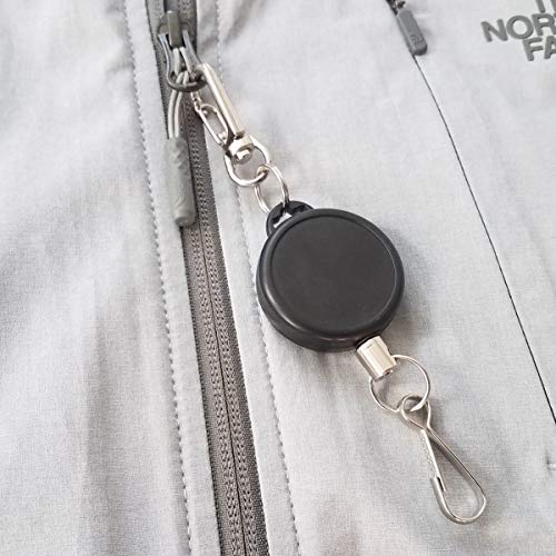 Heavy Duty Retractable Badge Reel - Metal Carabiner Clip - Ski Pass/Sport Lift Ticket Holder Keychain - Attach To Coat Zipper Hole Or Belt Pants Loop By Specialist Id #TOP1