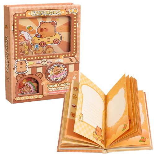 Image of FunBlast Kawaii Diary for Kids - Pack of 1 Pocket Diary with Spin Game, A6 Size Mini Notebook, 80 Sheets Compact Journal for Notes, Memo Notepad, Small Pocket Journals for Writing, Travel (Capybara)