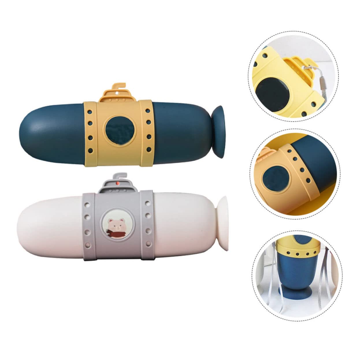 PartyKindom 6pezzi Porta Spazzolino Da Viaggio Design Submarino Elegante Custodia Per Spazzolino e Tazza Da Lavaggio Contenitore Pratico e Profondo Organizzatore Compatto Per Viaggi