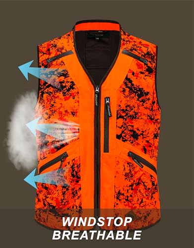 Image of Atenze Blaze Orange Camo Hunting Vest Jacket for Man