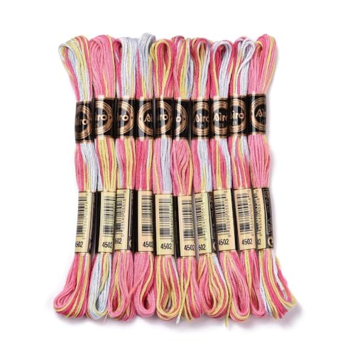 Image of FASHEWELRY 10 Skeins Pastel Embroidery Floss Friendship Bracelet String Threads 6-Ply 0.5mm Cross Stitch Embroidery Thread for Sewing Bracelet Making Stitching Crafts