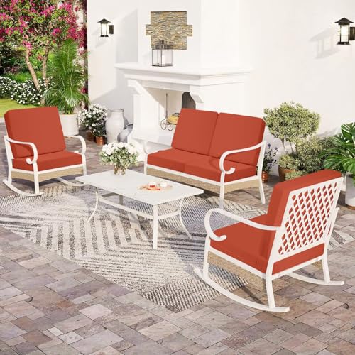 Image of Deep Seat Patio Cushions Set, 24x24 Inch Waterproof & Fade Resistant Outdoor Chair Cushions, Thick Padded Replacement Sofa Cushions for Garden Yard Furniture