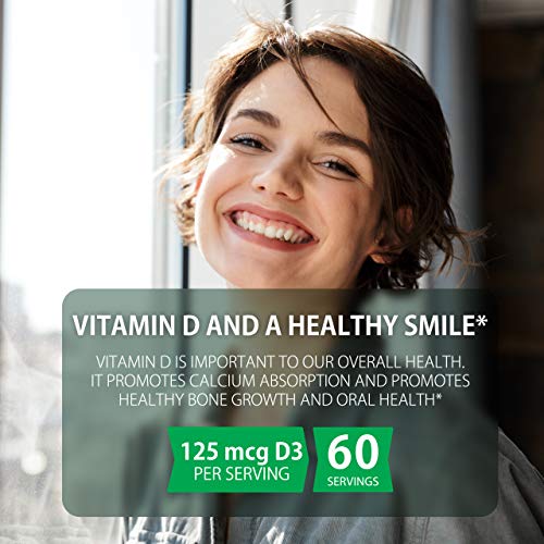 Only The Best Vitamin D3 + K2 (Mk7) Supplement For Immune Support, Healthy Muscle Function, Bone And Heart Health, Non-Gmo Formula Easy To Swallow Vitamin D & K Complex, 60 Capsules High Potency #TOP5