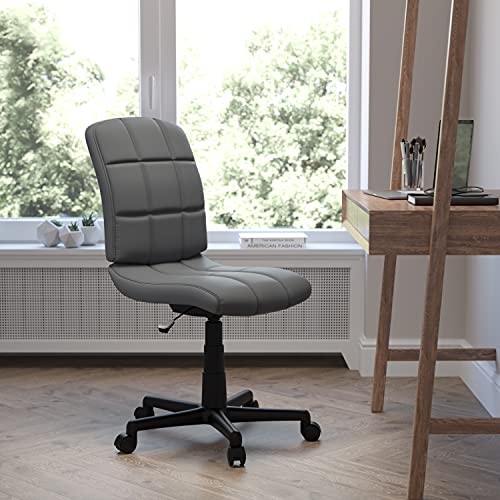 Flash Furniture Clayton Mid Back Swivel Task Chair - Gray Vinyl Upholstery - Tufted Back and 360° Swivel by Flash Furniture - Used condition - Image 2