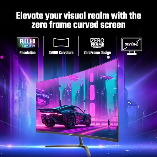 Image of acer ED320QR H 31.5 Inch Full HD VA Panel 1500R Curved Backlight LED Monitor I 1 MS VRB I 100Hz Refresh Rate I AMD Free Sync I 1 x HDMI 1 x VGA with Inbox HDMI Cable I Tilt Option I Eye Care Features