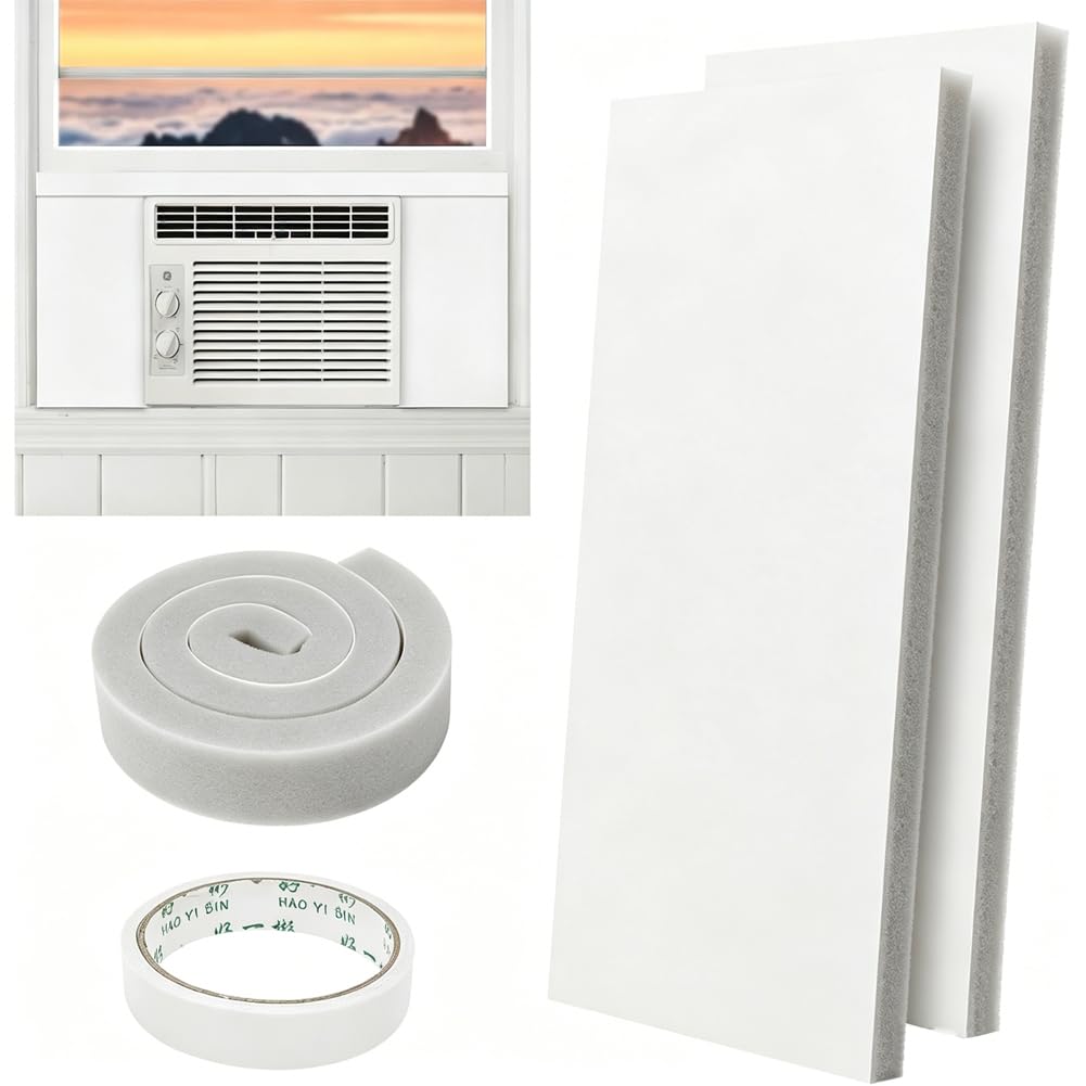TMAPRUVG Window Air Conditioner Insulated Foam Panels,Full Sealing AC Window Seal Kit for Winter Summer,EVA Foam Panel Prevent Cold/Hot Air Leakage