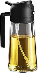 Spray e Dosador de Azeite 3 em 1 Borrifador Galheteiro 500ml para Óleo Vinagre Molhos e Temperos Controle Preciso para Saladas Churrasco Air Fryer Frituras Elegante Prático Econômico Saudável Versátil