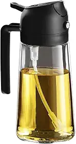 Spray e Dosador de Azeite 3 em 1 Borrifador Galheteiro 500ml para Óleo Vinagre Molhos e Temperos Controle Preciso para Saladas Churrasco Air Fryer Frituras Elegante Prático Econômico Saudável Versátil