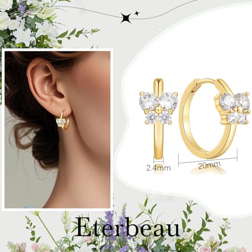 14K Gold Earrings for Women Hoop Earrings for Women Dainty with Cubic Zirconia Delicate Butterfly-Design Womens Butterfly Hoop Earring 20mm2