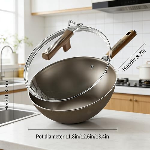 Wok Titanium doble cara 12.6" antiadherente con fondo plano miniatura 2