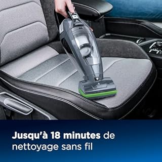 Bissell Pet Hair Eraser, Aspirateur Portable sans Fil, Brosse Rotative pour Poils d'animaux, Puissante 14.4V, pour Vos Escaliers, Meubles Rembourrés, Voitures et Tapis, 68dB, Noir/Titane, 2278N