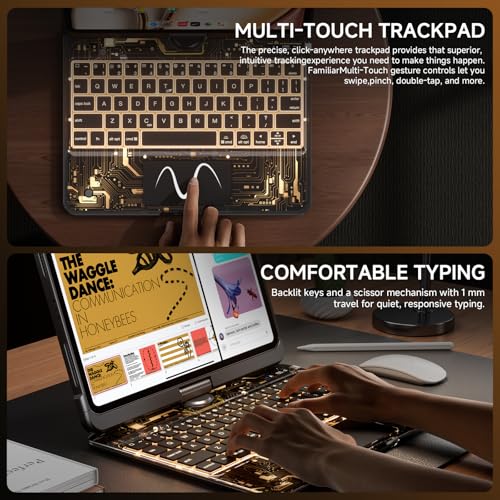 Image of Transparent Case with Keyboard for iPad Pro 13 inch (M5 /M4, 2025 /2024), iPad Pro 13,7-Color Backlit,Magic wireless Keyboard, 360Rotating,Multi-Touch trackpad,Pencil Holder,with shortcuts,black
