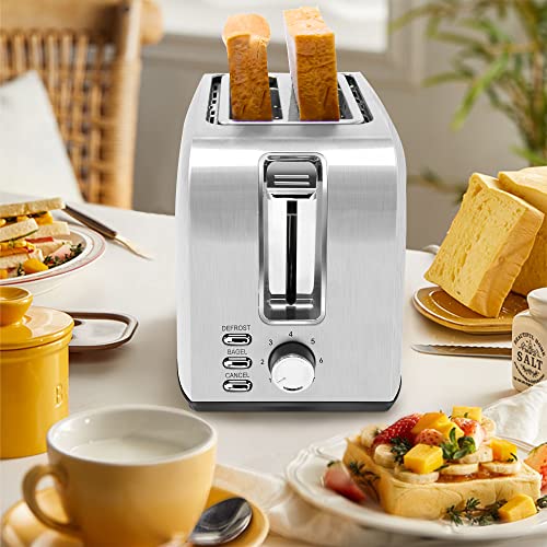 Runnatal 2 Slice Slot Toaster, Stainless Steel, Extra-Wide Slot Toaster With 7 Shade Settings, Silver Metallic #TOP6