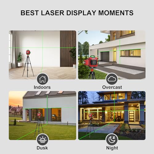 Weiddw Laser Level,Weiddw 4D 16 Lines Laser Level 4X360 Self Leveling Tool For Construction And Picture Handing Green Cross Line Vertical And Horizontal Line Leveler Tool With Two Rechargable Batteries thumb #5