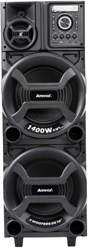Amvox Caixa de Som Amplificada ACA 1402 Titan Black - 1400W RMS, Bluetooth, Equalizador, USB