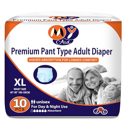 Image of Premium Unisex Pant Style Adult Diapers With Wetness Indicator, Elastic-Waist, Fast Absorption, Leakproof, Odour Lock & Anti-Bacterial | XL Size | 20 Count (Pack of 2)