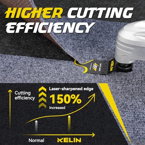 Image of KELIN 6PCS Oscillating Multi Tool Hook Knife Blades, Multitool Saw Blades for Soft Materials Like Roofing Shingles, Carpet, Cardboard & PVC Flooring, Universal Interface