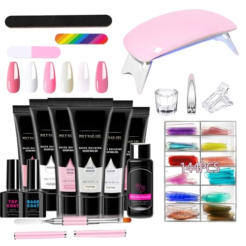 Kit De Gel Para Extensiones De Uñas - 6 Colores Ligeros,Esmalte Para Alargar Uñas Diseñado Para Mujeres - Para Viajes Y Regalos (Esposa, Amiga, Hermana, Hija)