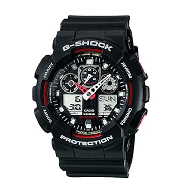 Relogio Masculino Casio G-shock Anadigi Ga-100-1a4dr - Preto/vermelho